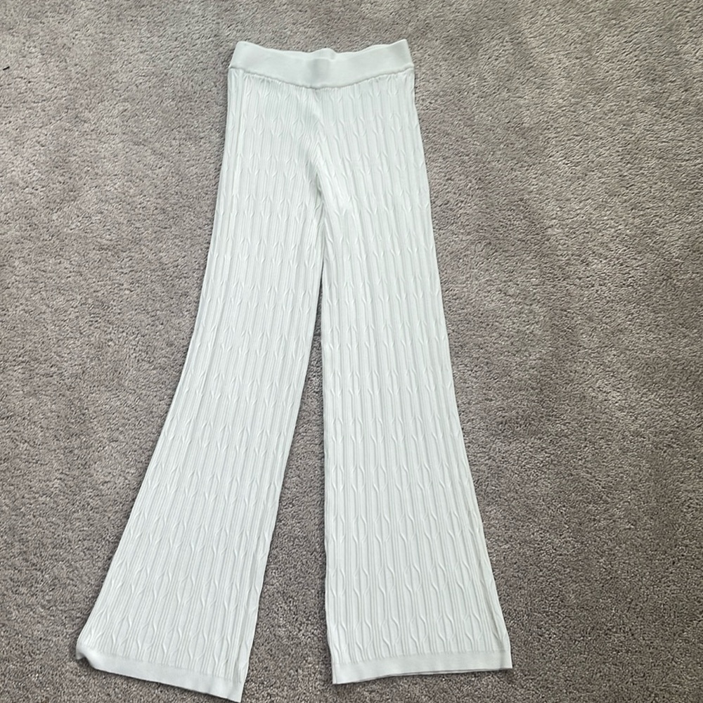 Knit pants white S